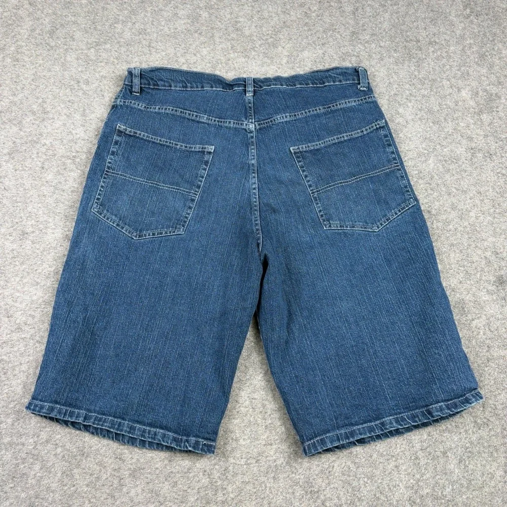 Denim‎ Jorts Mens 42 Dark Wash Baggy Star Button Y2K Skate Shorts Wide Leg Surf